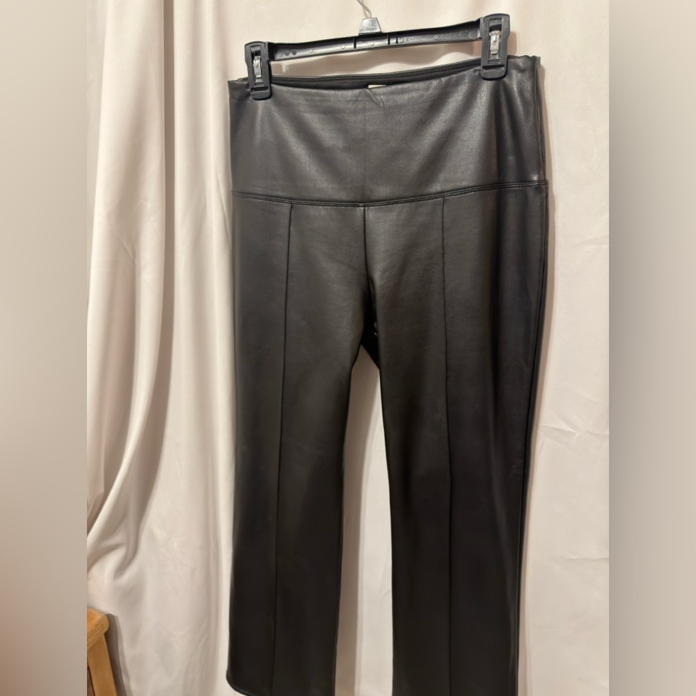 Joie black faux leather pants with tummy control size large - Picture 4 of 9